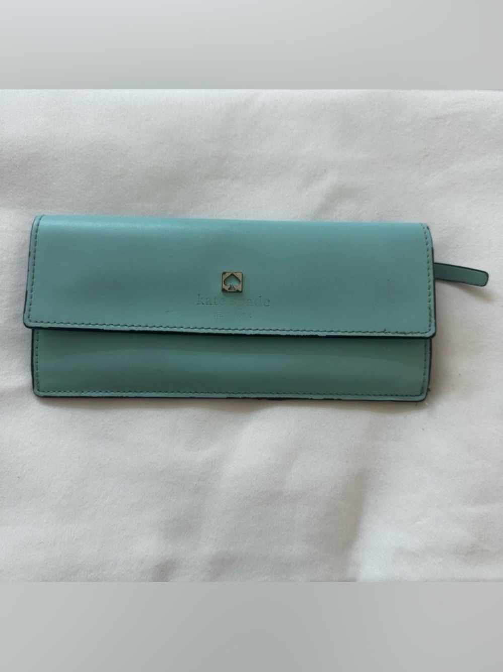 Kate Spade Sawyer Street Amelia Wallet Aqua Blue Leather Continental Clutch